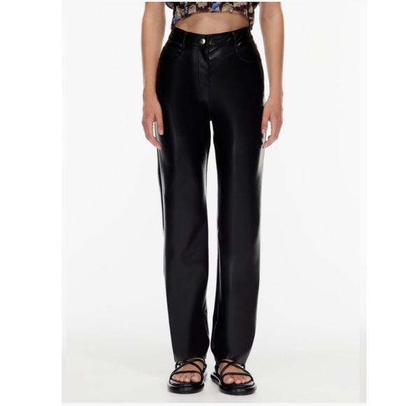 Wilfred (Aritzia) Melina Soft Vegan Leather Straight Leg High Rise Pant - Picture 1 of 12